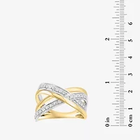 Effy  Womens 3/8 CT. T.W. Natural White Diamond 14K Two Tone Gold Crossover Band