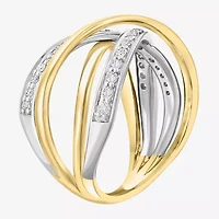 Effy  Womens 3/8 CT. T.W. Natural White Diamond 14K Two Tone Gold Crossover Band