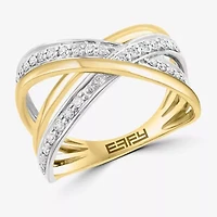 Effy Final Call Womens 3/8 CT. T.W. Natural White Diamond 14K Two Tone Gold Crossover Band
