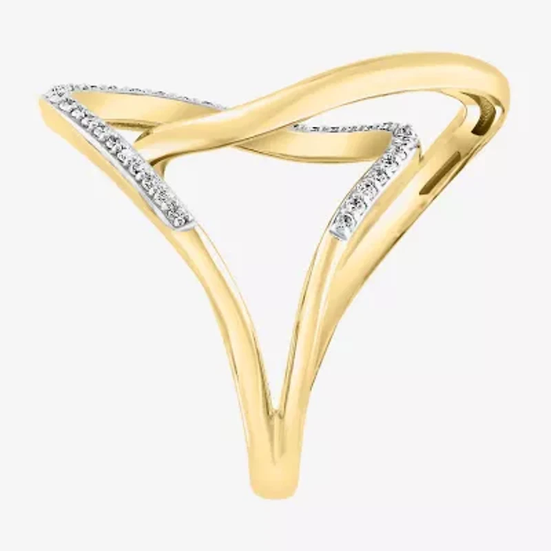 Effy  Womens 1/4 CT. T.W. Natural White Diamond 14K Gold Cocktail Ring