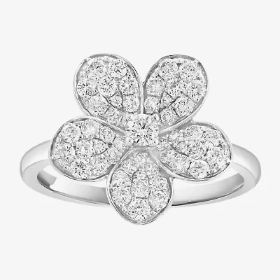 Effy Final Call (E-F / Vs2-Si1) Womens 3/4 CT. T.W. Lab Grown White Diamond Sterling Silver Flower Cocktail Ring