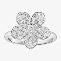 Effy Final Call (E-F / Vs2-Si1) Womens 3/4 CT. T.W. Lab Grown White Diamond Sterling Silver Flower Cocktail Ring
