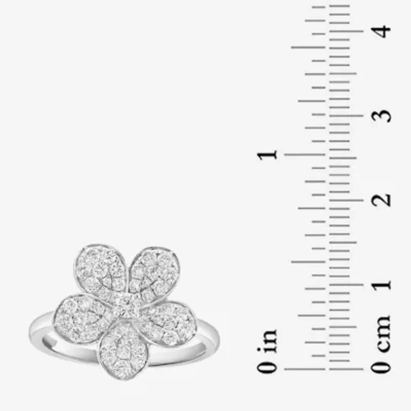 Effy Final Call (E-F / Vs2-Si1) Womens 3/4 CT. T.W. Lab Grown White Diamond Sterling Silver Flower Cocktail Ring