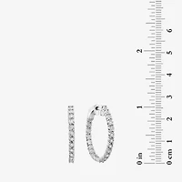 Effy  Womens 1/5 CT. Natural White Diamond Sterling Silver 27.9mm Hoop Earrings