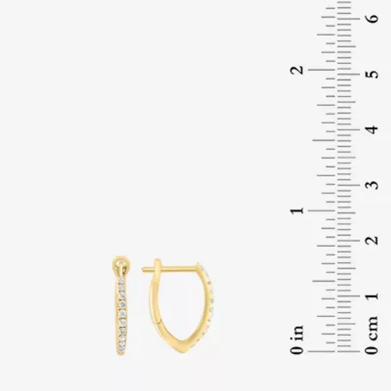 Effy  Womens 1/7 CT. T.W. Natural White Diamond 14K Gold 15.2mm Hoop Earrings