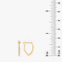 Effy  Womens 1/7 CT. T.W. Natural White Diamond 14K Gold 15.2mm Hoop Earrings