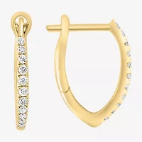 Effy  Womens 1/7 CT. T.W. Natural White Diamond 14K Gold 15.2mm Hoop Earrings