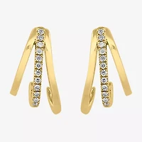 Effy  (G-H / Vs1-Vs2) Womens 1/10 CT. T.W. Lab Grown White Diamond 14K Gold 53mm Hoop Earrings