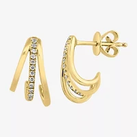 Effy  (G-H / Vs1-Vs2) Womens 1/10 CT. T.W. Lab Grown White Diamond 14K Gold 53mm Hoop Earrings