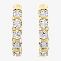 Effy  Womens 1/5 CT. Natural White Diamond 14K Gold Over Silver Sterling Silver 68mm Hoop Earrings