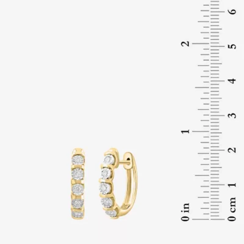 Effy  Womens 1/5 CT. Natural White Diamond 14K Gold Over Silver Sterling Silver 68mm Hoop Earrings