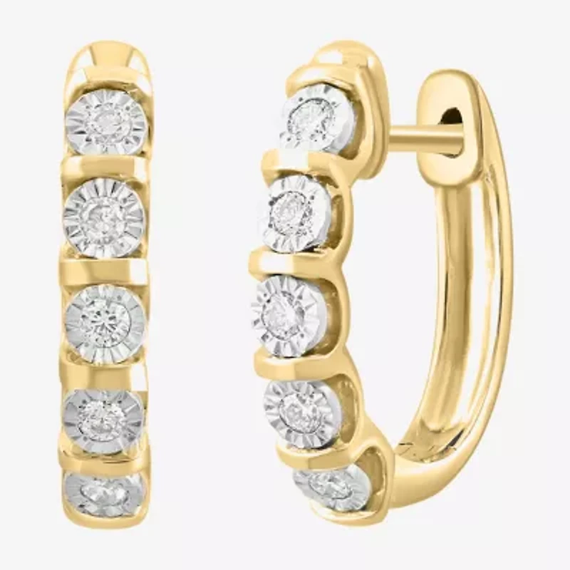 Effy  Womens 1/5 CT. Natural White Diamond 14K Gold Over Silver Sterling Silver 68mm Hoop Earrings