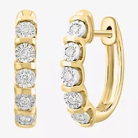 Effy  Womens 1/5 CT. Natural White Diamond 14K Gold Over Silver Sterling Silver 68mm Hoop Earrings