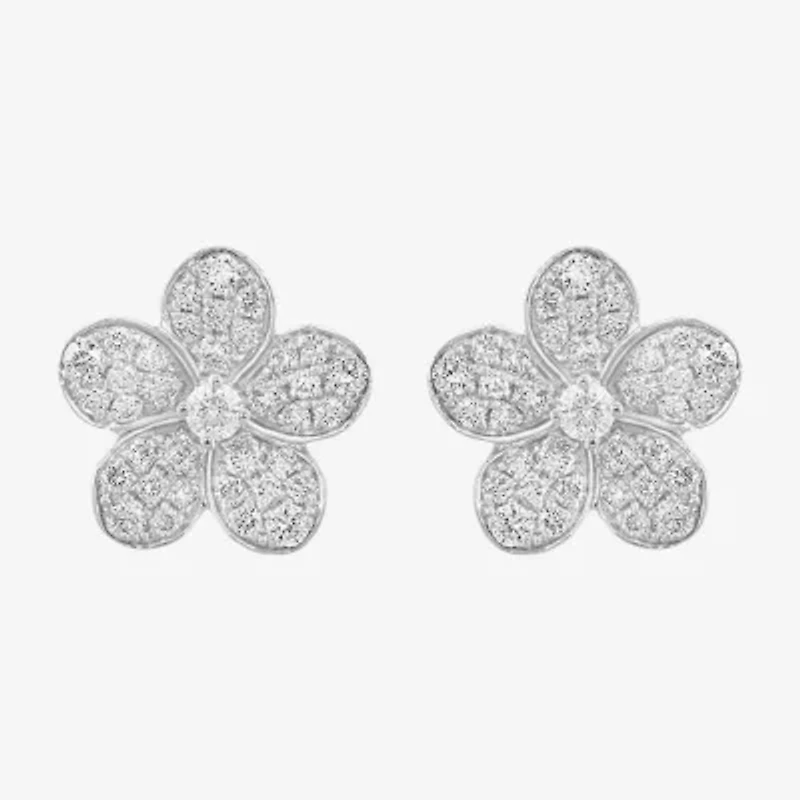 Effy (E-F / Vs2-Si1) 3/4 CT. T.W. Lab Grown White Diamond Sterling Silver 47mm Flower Stud Earrings