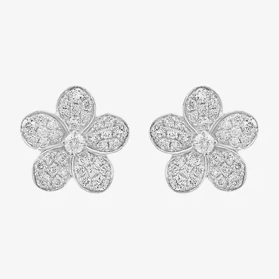 Effy  (E-F / Vs2-Si1) 3/4 CT. T.W. Lab Grown White Diamond Sterling Silver 47mm Flower Stud Earrings
