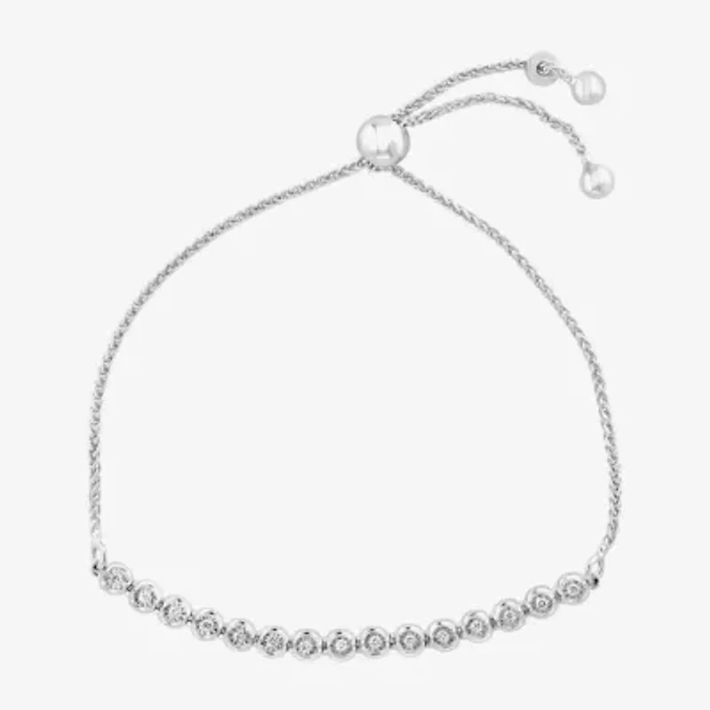 Effy  (G / Si1-Si2) Womens 1/7 CT. T.W. Lab Grown White Diamond Sterling Silver Bolo Bracelet