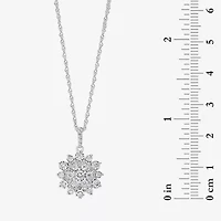 Effy  Womens 1/2 CT. T.W. Natural White Diamond Sterling Silver Flower 16 Inch Pendant Necklace