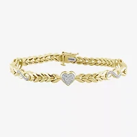 Womens 1/5 CT. Natural White Diamond 10K Gold Over Silver Heart Infinity 7 Inch Tennis Bracelet