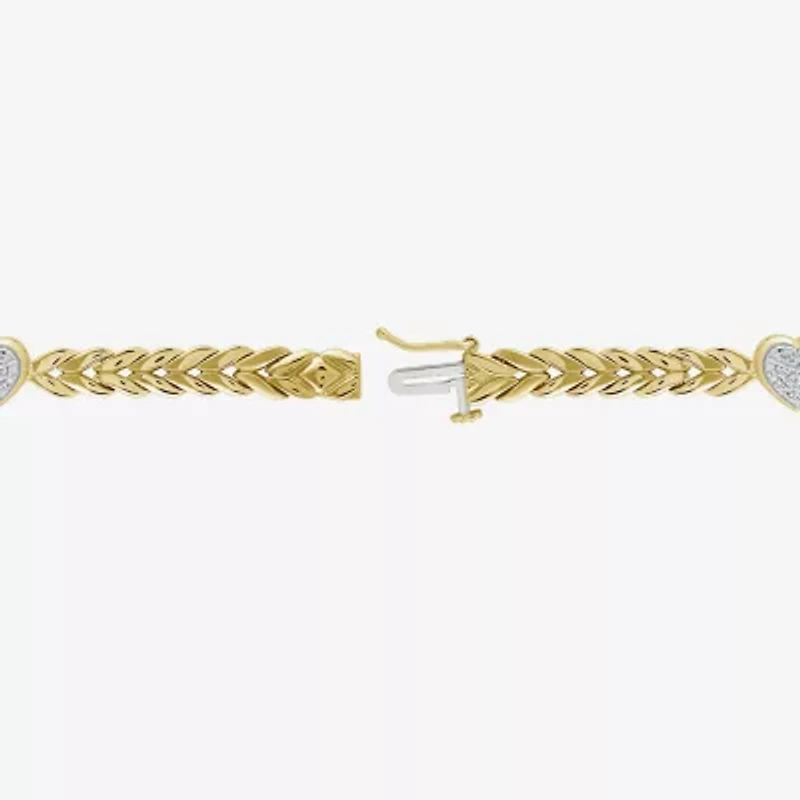 Womens 1/5 CT. Natural White Diamond 10K Gold Over Silver Heart Infinity 7 Inch Tennis Bracelet