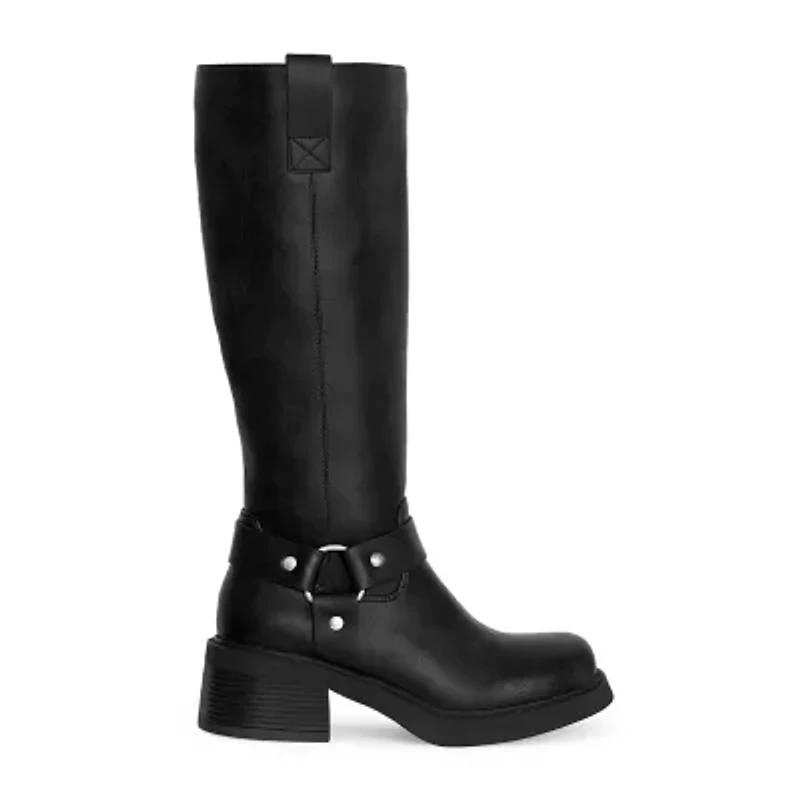 RM Rebecca Minkoff Womens Sona Stacked Heel Motorcycle Boots