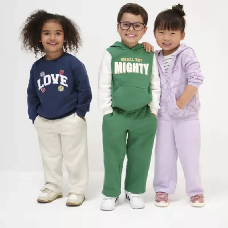 Okie Dokie Toddler & Little Girls Wide Leg Regular Fit Fleece Pull-On Pant