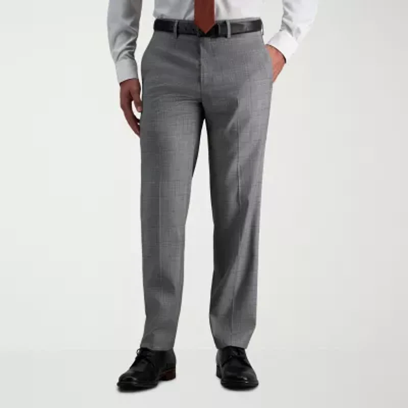 Haggar J.M. Tailored Fit Mens Plaid Stretch Fabric Flat Front Suit Pant