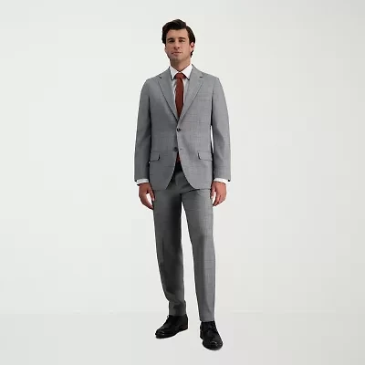 Haggar J.M. Tailored Fit Mens Plaid Stretch Fabric Flat Front Suit Pant