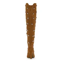 a.n.a Womens Malinda Genuine Suede Studded Stiletto Heel Over The Knee Boots