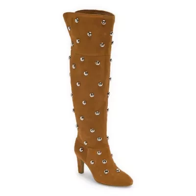 a.n.a Womens Malinda Genuine Suede Studded Stiletto Heel Over The Knee Boots