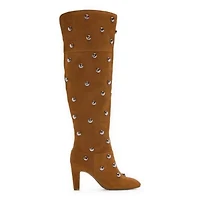 a.n.a Womens Malinda Genuine Suede Studded Stiletto Heel Over The Knee Boots