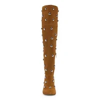 a.n.a Womens Malinda Genuine Suede Studded Stiletto Heel Over The Knee Boots