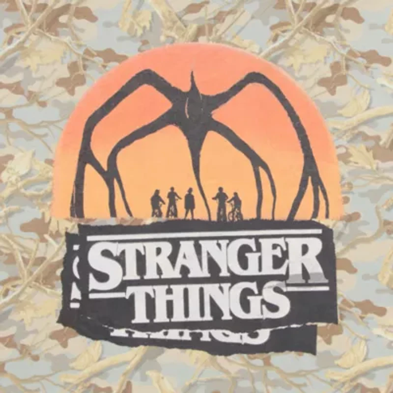 Stranger Things Tree Camo Crew Neck Short Sleeve Oversized Juniors Graphic T-Shirt