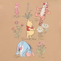 Winnie The Pooh And Friends Botanical Boyfriend Womens Crew Neck Short Sleeve Regular Fit Juniors Graphic T-Shirt