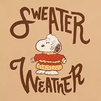 Peanuts Snoopy Sweater Weather Ringer Tee Womens Crew Neck Short Sleeve Regular Fit Juniors Graphic T-Shirt