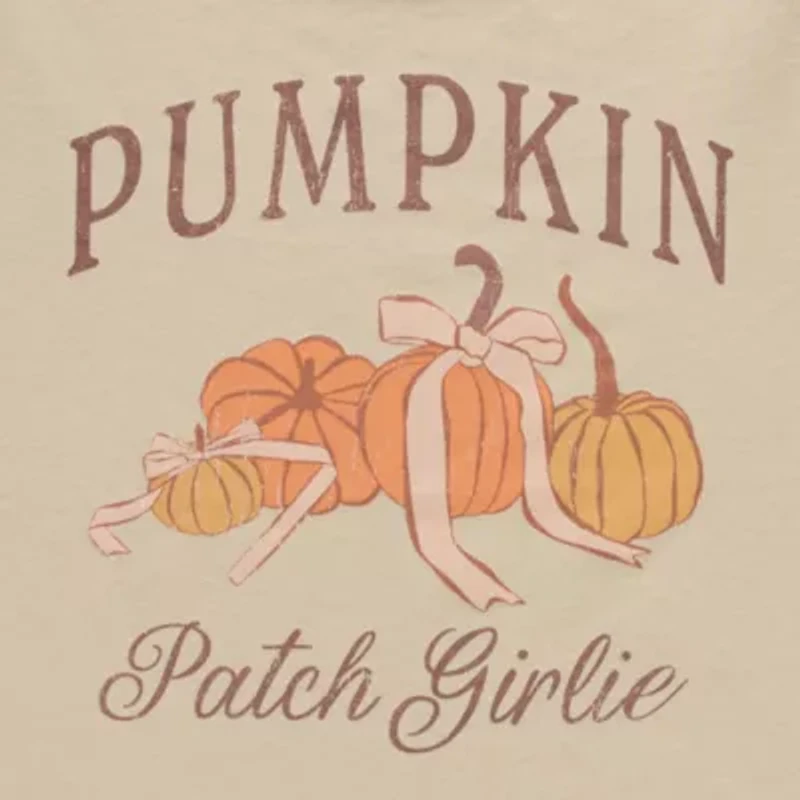 Pumpkin Patch Girlie Off The Shoulder Tee Womens Round Neck Short Sleeve Fitted Juniors Graphic T-Shirt