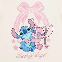 Disney Womens Crew Neck Short Sleeve Boyfriend Fit Lilo & Stitch Juniors Graphic T-Shirt