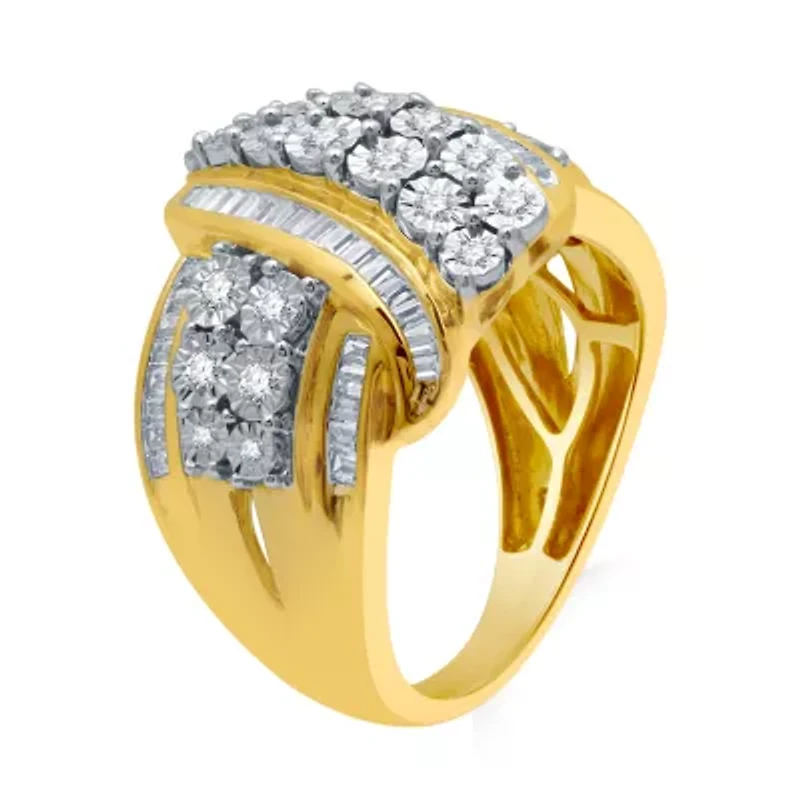 Womens 1 CT. T.W. Natural White Diamond  Cocktail Ring Sterling Silver or 14K Gold Over