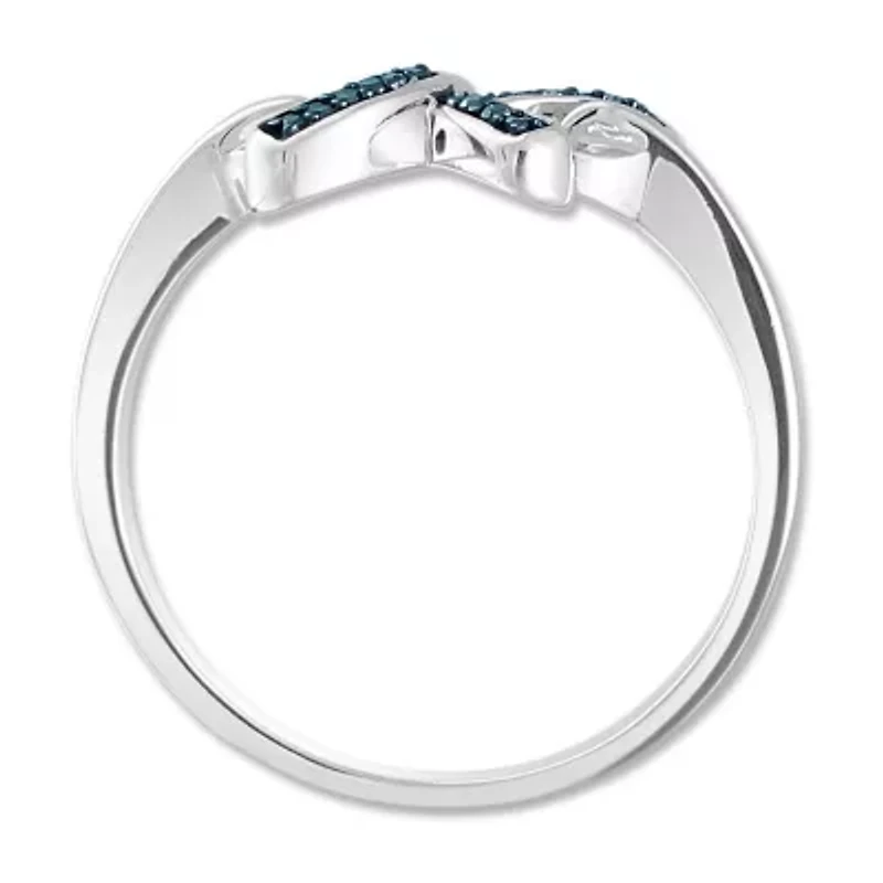 Womens Diamond Accent Natural Blue Diamond Sterling Silver Bow Cocktail Ring