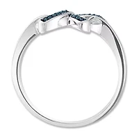 Womens Diamond Accent Natural Blue Diamond Sterling Silver Bow Cocktail Ring