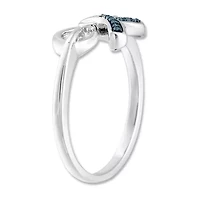Womens Diamond Accent Natural Blue Diamond Sterling Silver Bow Cocktail Ring