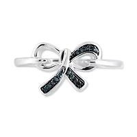 Womens Diamond Accent Natural Blue Diamond Sterling Silver Bow Cocktail Ring
