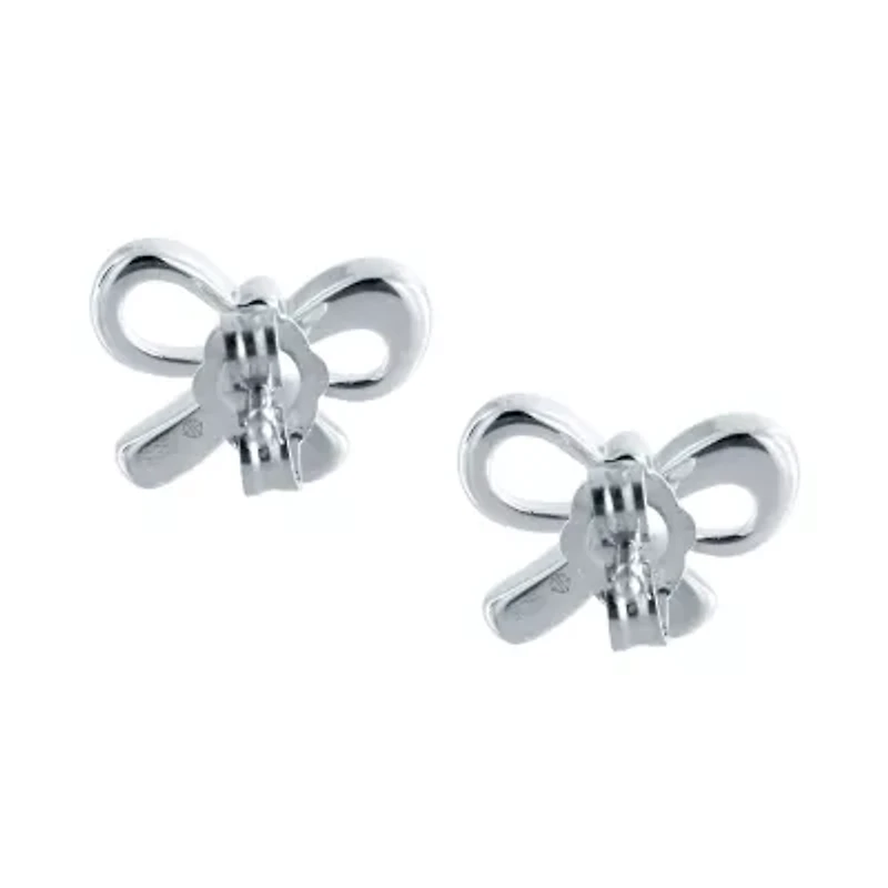 Diamond Accent Natural Blue Diamond Sterling Silver 9mm Bow Stud Earrings