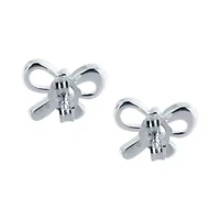 Diamond Accent Natural Blue Diamond Sterling Silver 9mm Bow Stud Earrings