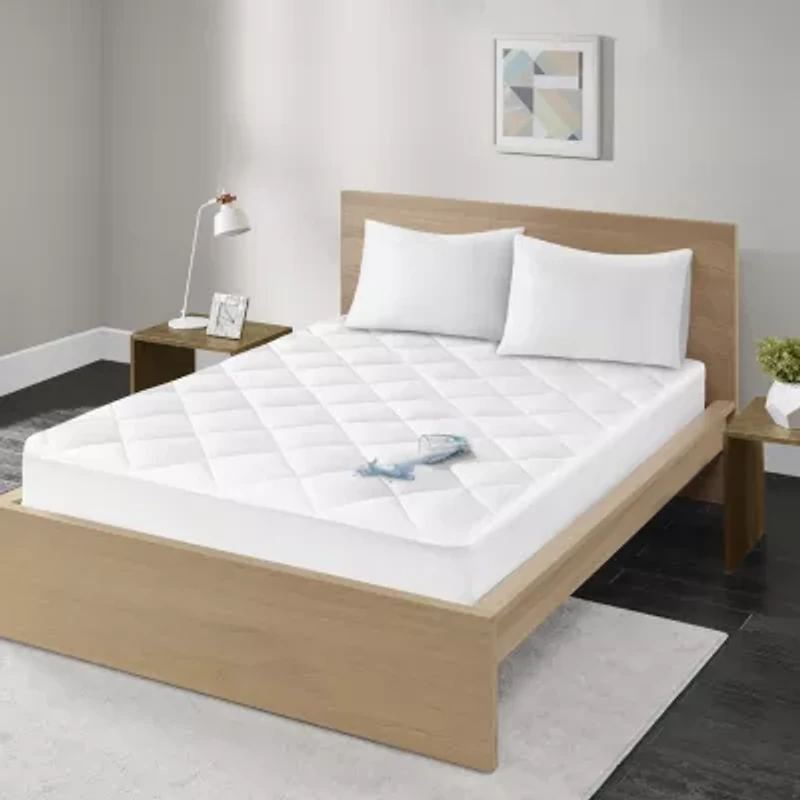 Madison Park Quiet Nights 100% Cotton Sateen Waterproof Diamond Quilting Down Alternative Mattress Pad