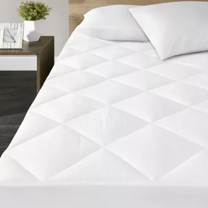 Madison Park Quiet Nights 100% Cotton Sateen Waterproof Diamond Quilting Down Alternative Mattress Pad