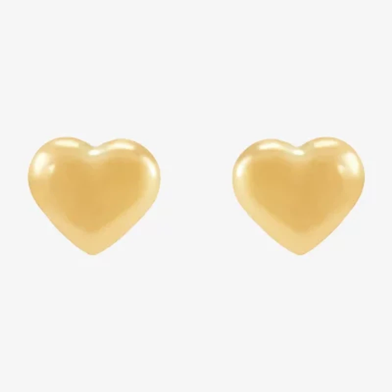 14K Gold 6.2mm Heart Stud Earrings