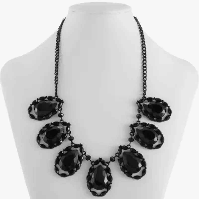 Mixit Teardrop Womens Black 20 Inch Collar Necklace
