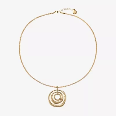 Liz Claiborne Gold Tone Orbital Womens 21 Inch Pendant Necklace
