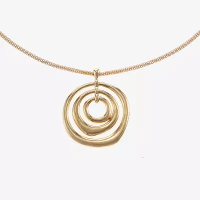 Liz Claiborne Gold Tone Orbital Womens 21 Inch Pendant Necklace