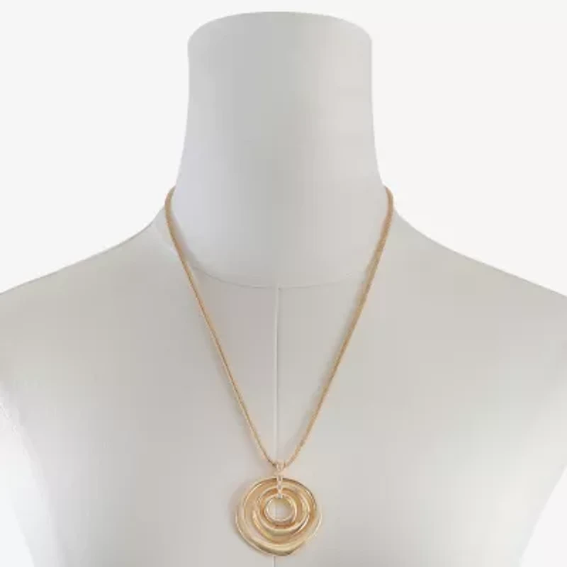 Liz Claiborne Gold Tone Orbital Womens 21 Inch Pendant Necklace